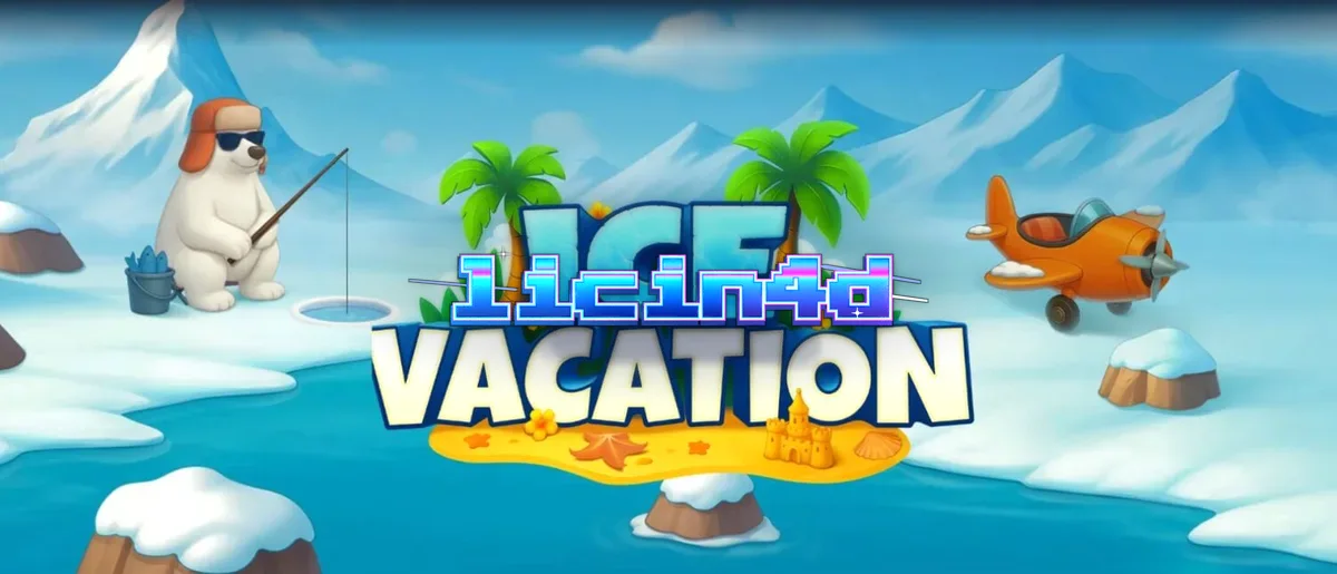 Tampilan visual slot Ice Vacation dengan karakter penguin dan beruang kutub yang ceria